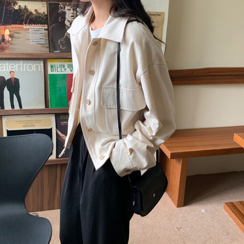 IELGY Áo Khoác Tay Dài Dáng Rộng Phong Cách Hàn Quốc Cho Nữ