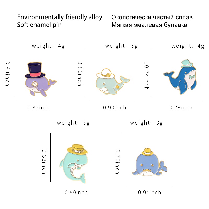 Ghim cài áo hình chú cá voi dễ thương 5 phong cách