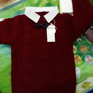 Áo len vặn thừng cổ sơ mi công tử bé trai