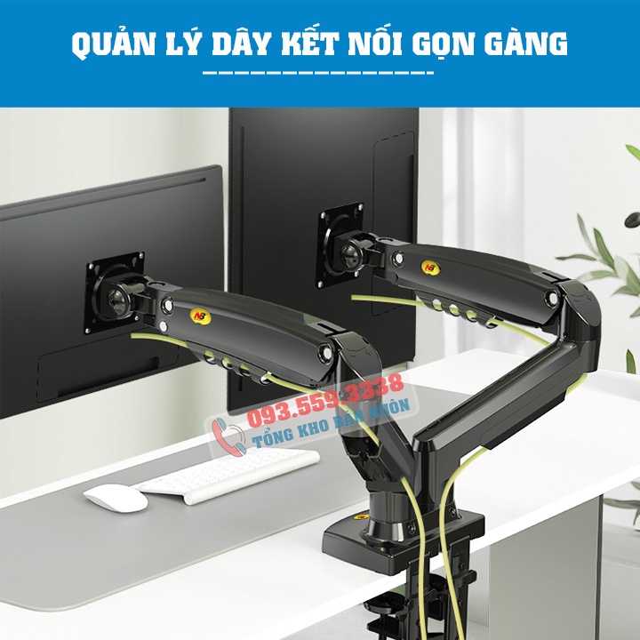 Giá treo / giá đỡ hai màn hình North Bayou NB F160 17– 27 inch - Kẹp Thành Bàn Xoay 360 Độ [ Rẻ Hơn NB H180 ]
