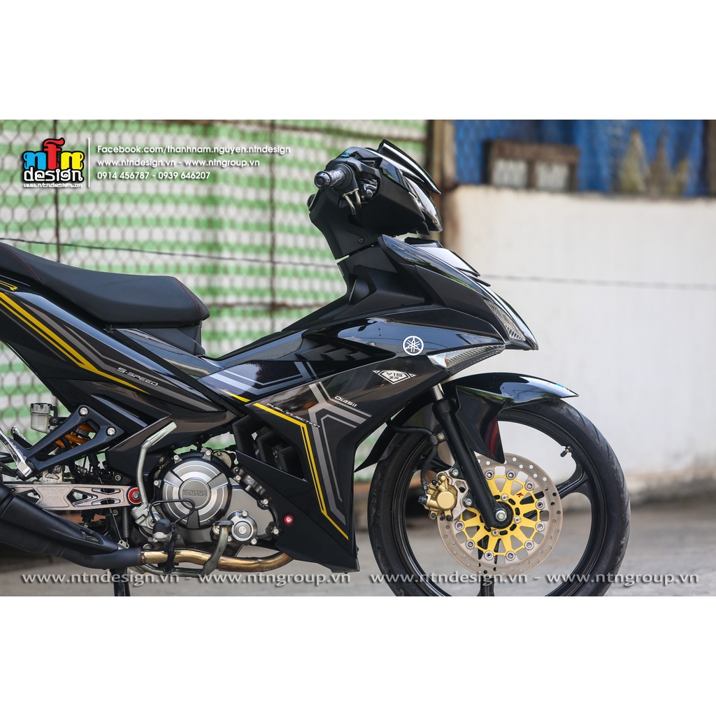 Tem rời exciter 150 đen chỉ xám vàng 715zr , tem 3 lớp cao cấp bao bày màu
