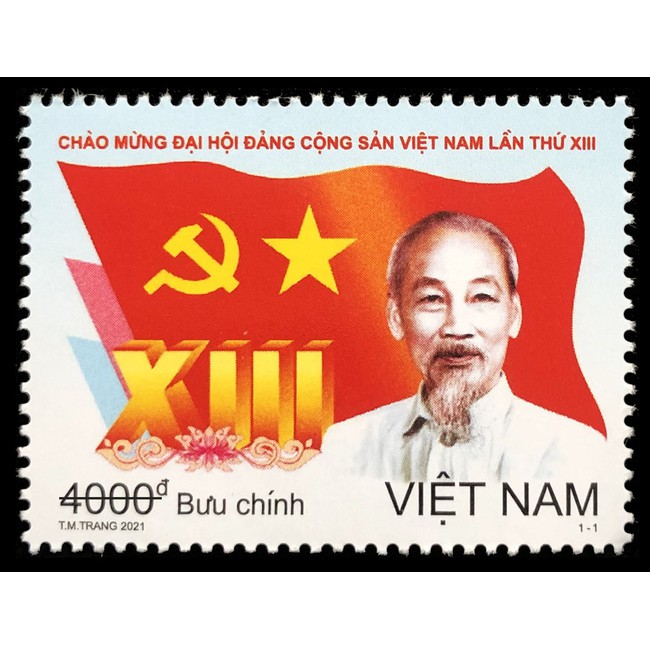 Tem sưu tập MS 1140 Tem Việt Nam Chào mừng Đại hội Đảng Cộng sản Việt Nam lần thứ XIII 2021 ( tem bác hồ )