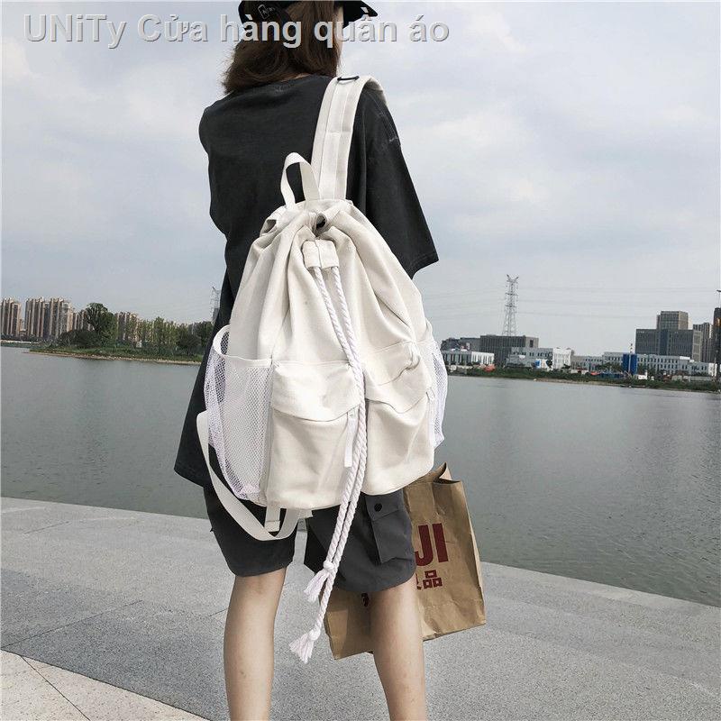 ✽❁∏Cặp học sinh nữ phiên bản Hàn Quốc của học sinh trung học retro dây rút sang trọng vải canvas giản dị hoang dã dung t