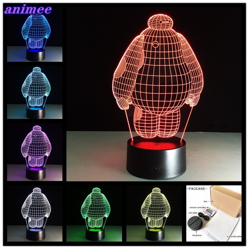 Đèn Ngủ Led Baymax Big Hero Điều Khiển Từ Xa Thay Đổi Màu Sắc Dành Cho Phòng Ngủ Trẻ Em + G * M