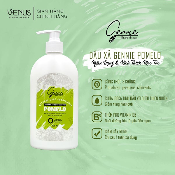 Bộ đôi dầu gội và dầu xả Gennie Natural Care - Pomelo for Hairfall 400ml