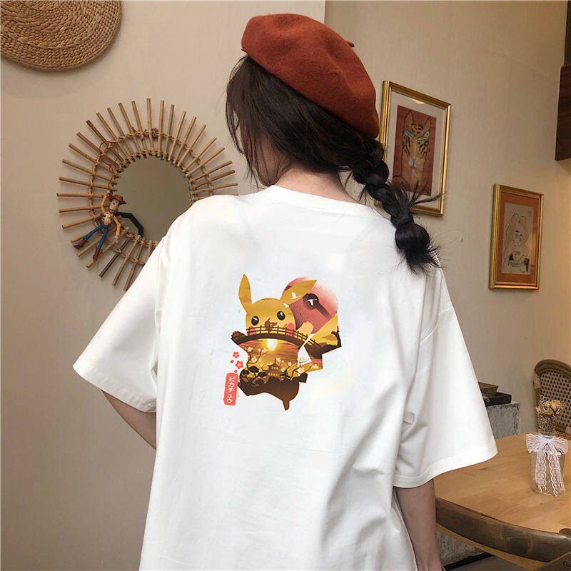 Áo thun tay lỡ form rộng họa tiết phong cách Nhật Bản vải dày mịn 2020T2456