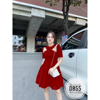 Đầm xoè chéo vai bigsize 55kg-90kg❤️❤️