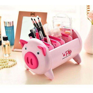 Ống cắm bút kiêm khay đựng đồ đa năng lợn hồng siêu dễ thương