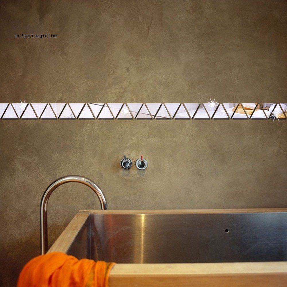 100 Miếng hình dán tường acrylic hình tam giác 3d tráng gương độc đáo