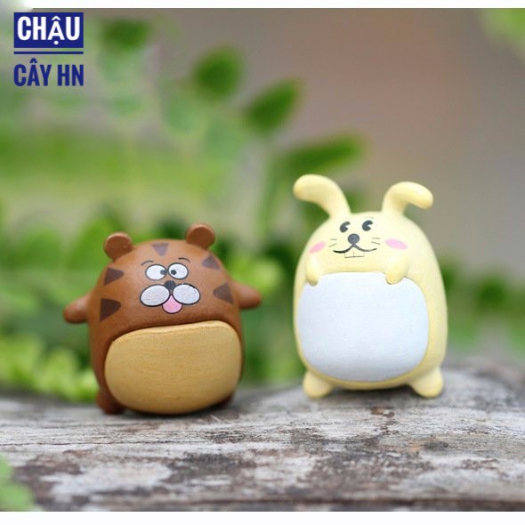 Tiểu cảnh thú béo trang trí terrarium, sen đá, xương rồng, cây cảnh mini, charm slime trang trí chậu cây trồng, nhà cửa