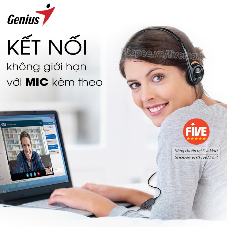 Tai Nghe HS-M200C Tích Hợp Mic, Chính Hãng Genius, Siêu Nhẹ Và Đa Dụng Tương Thích Mọi Thiết Bị