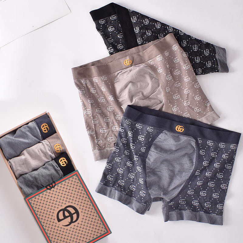 Hộp 3 Quần Lót Nam Boxer Thun Lạnh GGG, Quần Sịp Nam Cotton Co dãn 4 chiều Loại 1