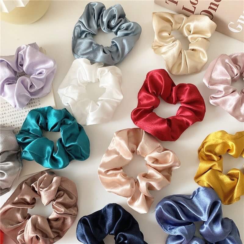 Chun cột tóc Scrunchies vải satin bóng