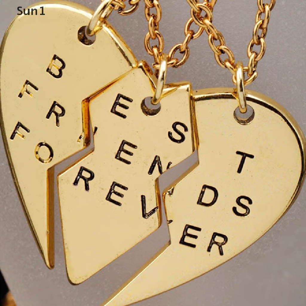 Set 3 Dây Chuyền Mặt Trái Tim Vỡ Khắc Chữ Best Friend Forever