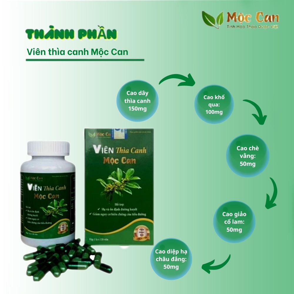 Viên Thìa Canh Mộc Can 120 Viên Hạ Ổn Định Đường Huyết Ngăn Ngừa Biến Chứng Tiểu Đường