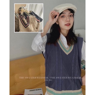 Áo gile len phối màu hàn quốc