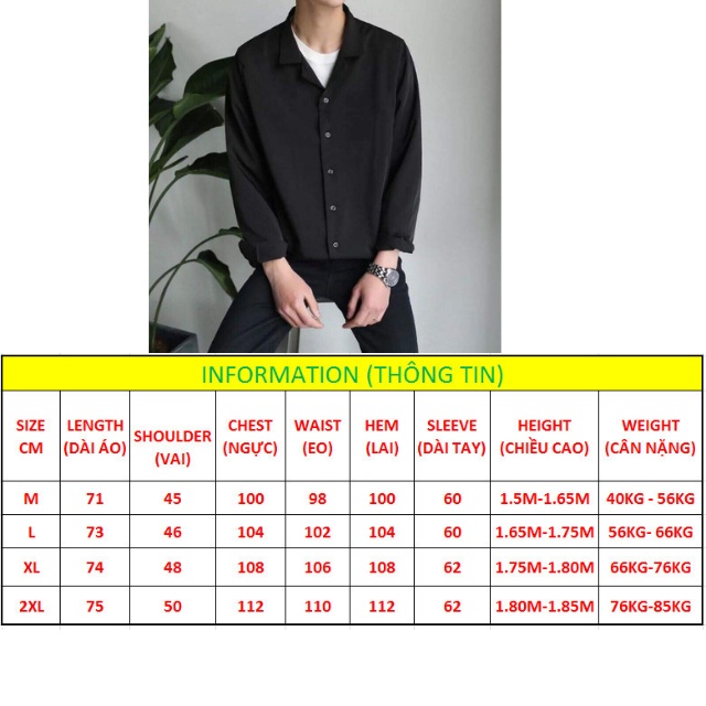 Áo Sơ Mi Rộng Tay Dài Nam Nữ Unisex Cổ Vest Nhiều Màu Sắc, Vải Lụa Mềm Mát, Không Nhăn,Thấm Hút Mồ Hôi SMVRTD Từ 40-90kg