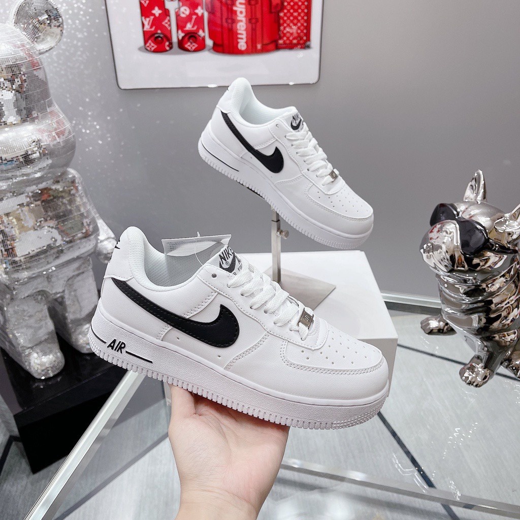 Giày thể thao AF1 trắng vệt đen nam nữ, giày sneaker AIR trắng tích đen thấp mới full phụ kiện hàng cao cấp