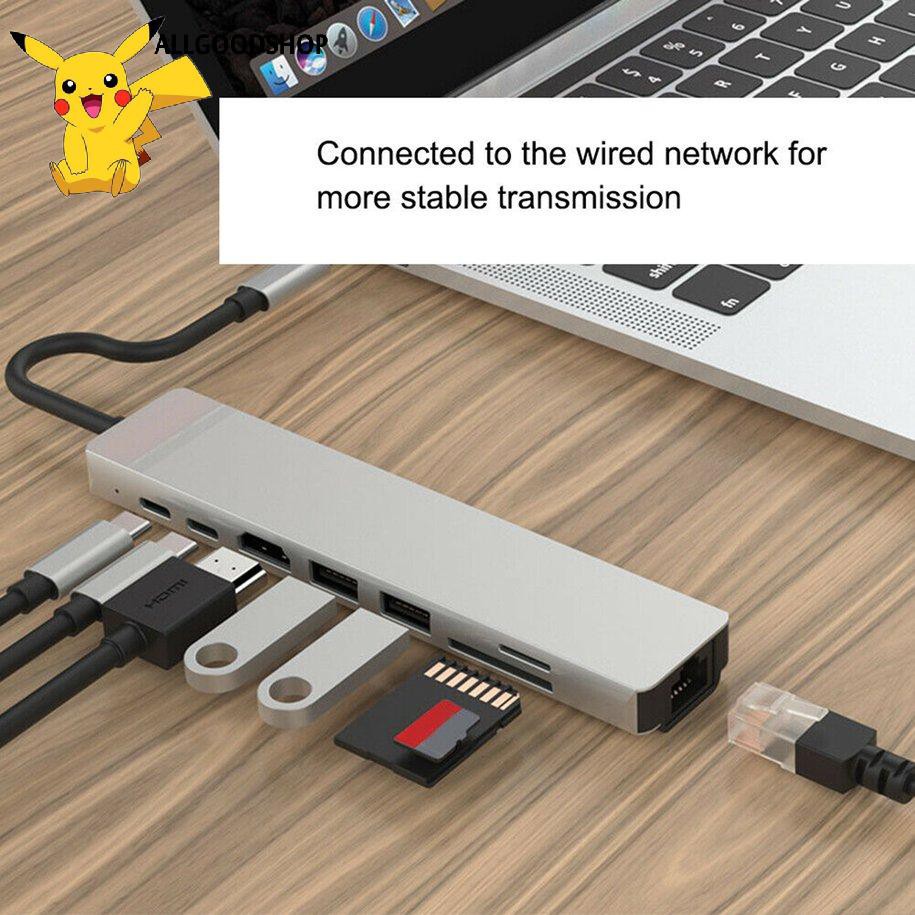 all} Bộ Chuyển Đổi Đa Năng 8 Trong 1 Từ Cổng Type-C Sang Hdmi Rj45 Usb 3.0 Tf Pd