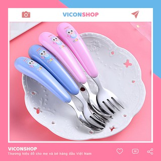 Muỗng, Thìa, Nĩa Ăn Dặm Inox 304 An Toàn Cho Bé Tập Xúc THIA3