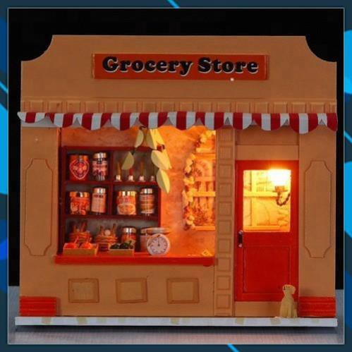 Mô hình nhà búp bê gỗ DIY Nhà búp bê Grocery Store Toy World