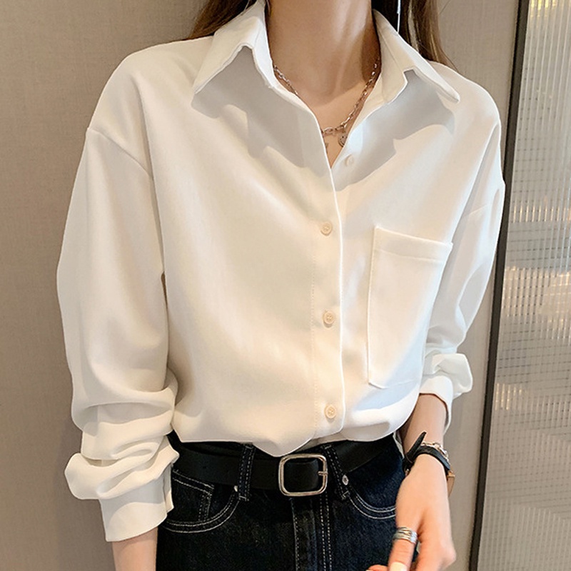 IELGY  Ielgy Áo Sơ Mi Dáng Rộng Phong Cách Phương Tây Với Thiết Kế Cảm Giác Cho Nữ