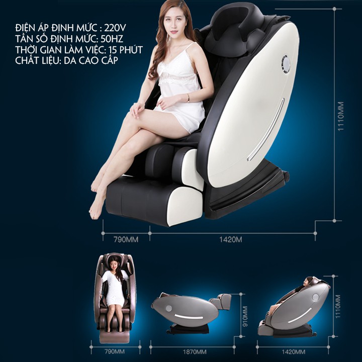 Ghế massage toàn thân đa năng khoang phi thuyền cao cấp, có massage 8D, tích hợp âm nhạc