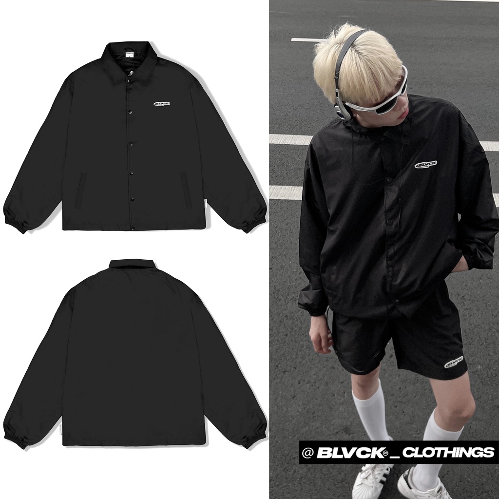 Áo khoác dù đen BLVCK - Tiny logo thêu nổi | BLACK