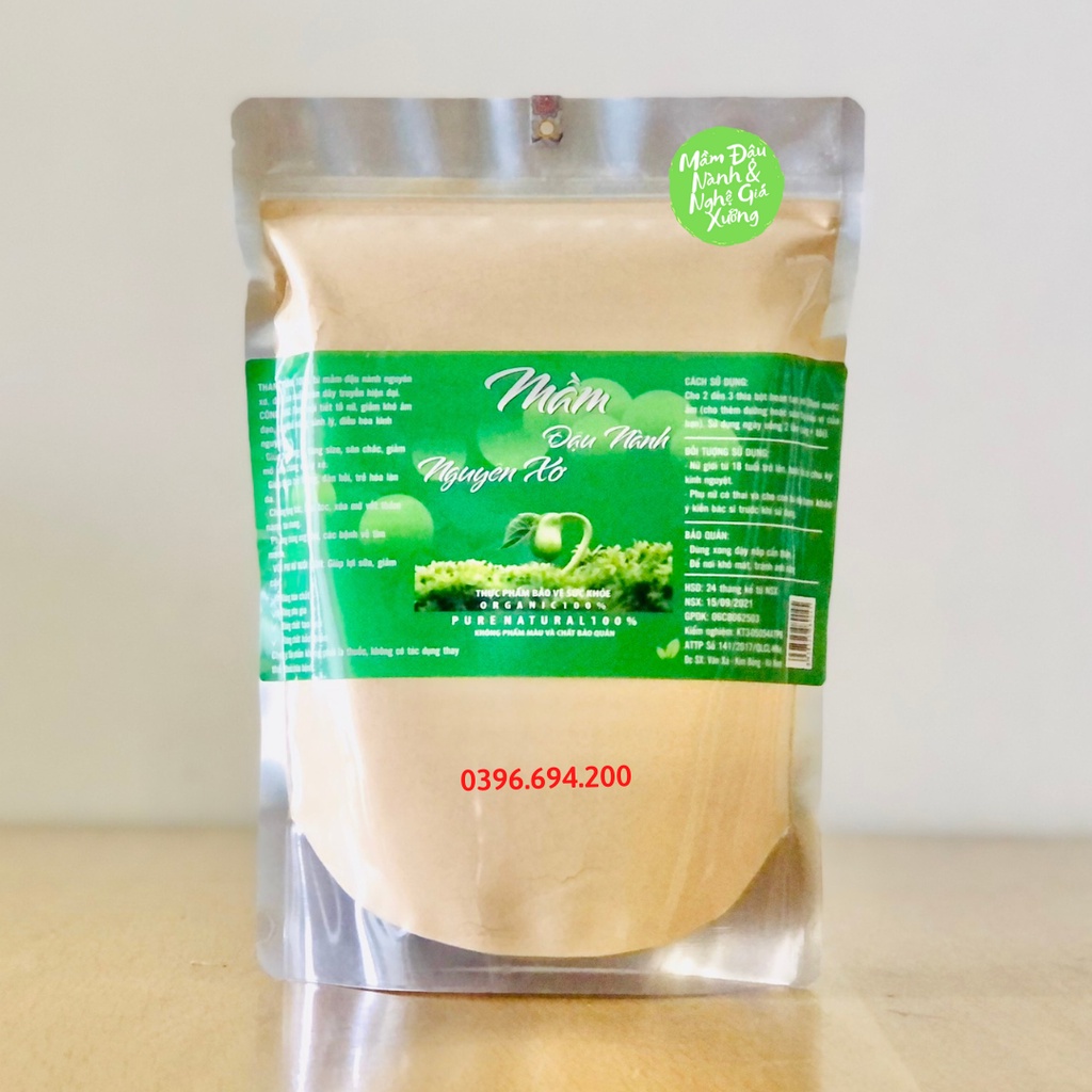 Túi 1Kg bột mầm đậu nành nguyên xơ, nguyên chất giúp nở ngực, tăng vòng 1, đẹp da, có chứng nhận an toàn thực phẩm