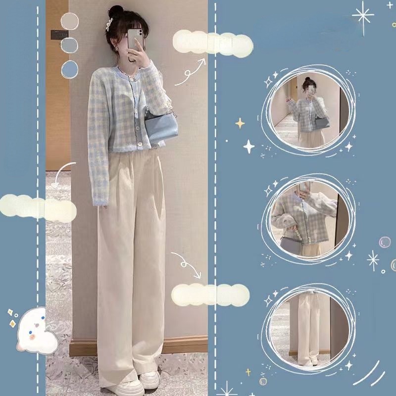 Bộ Áo Sweater + Quần Ống Rộng Thời Trang Cá Tính Cho Nữ