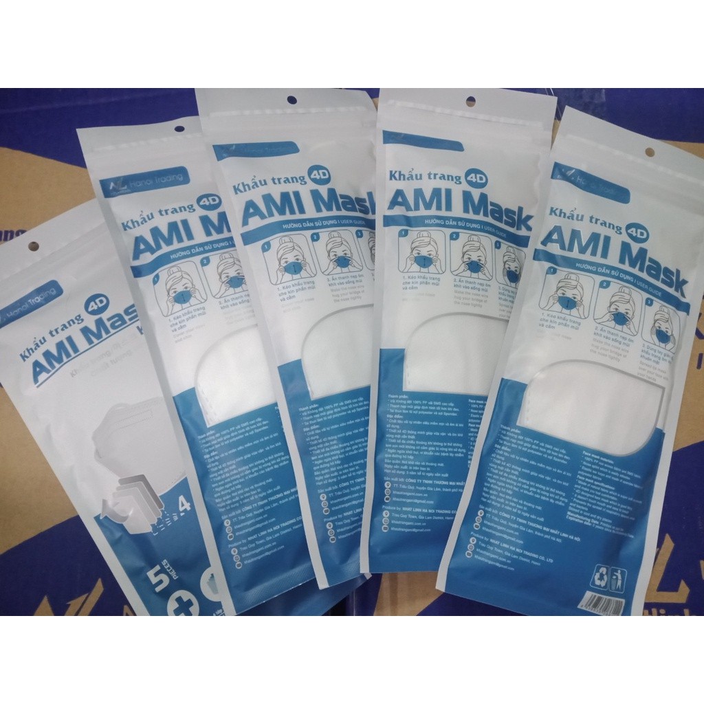 Khẩu Trang 4D Ami KF94 - 4 Lớp Kháng Khuẩn (Túi 5 chiếc) | BigBuy360 - bigbuy360.vn
