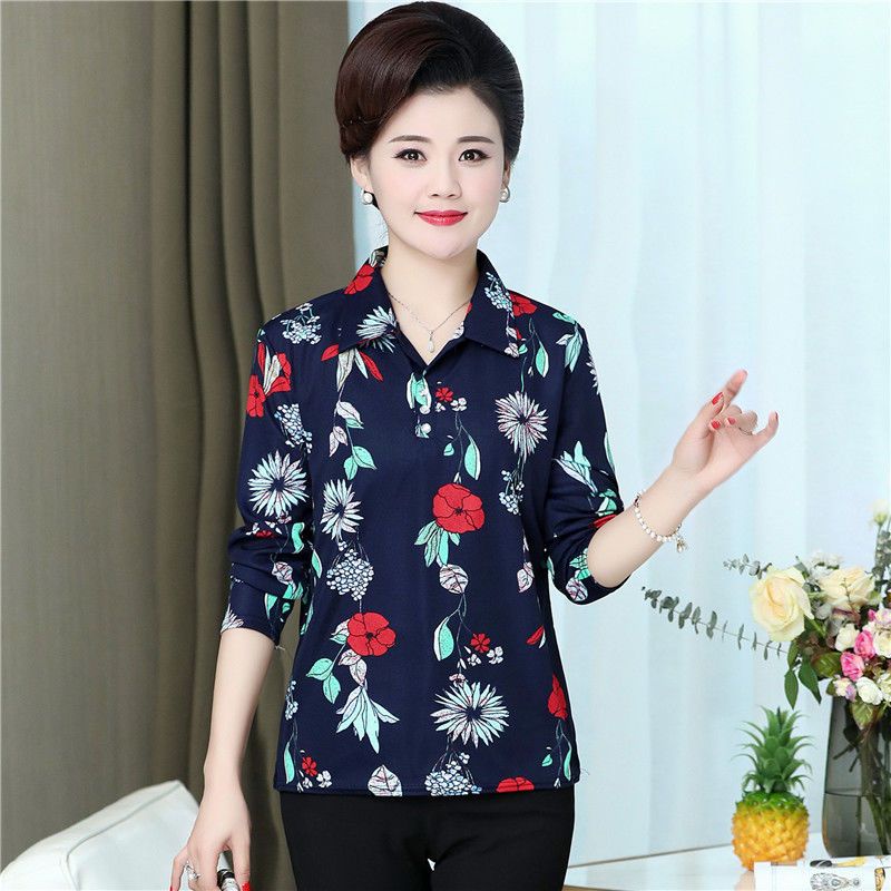 Áo Thun Tay Dài Dáng Rộng Thời Trang Cho Phụ Nữ Trung Niên