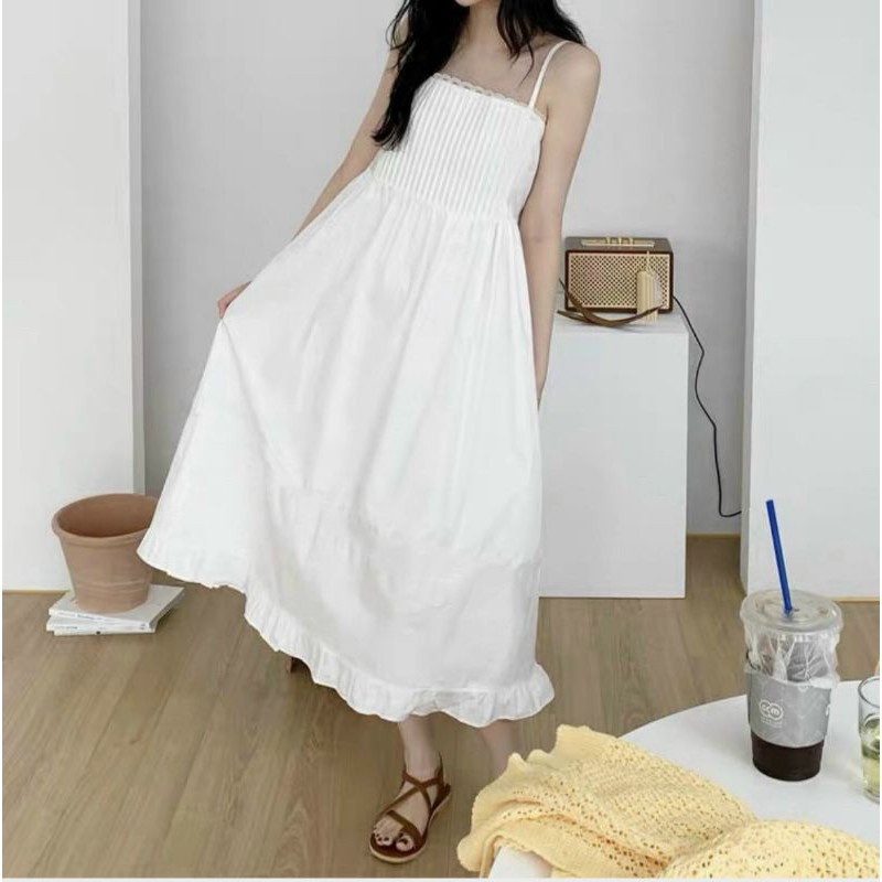 HÀNG SẴN HÀNG SẴN ĐẦM MAXI TRẮNG 2S XẾP LI NGỰC SIÊU HOT SIÊU HOT | BigBuy360 - bigbuy360.vn