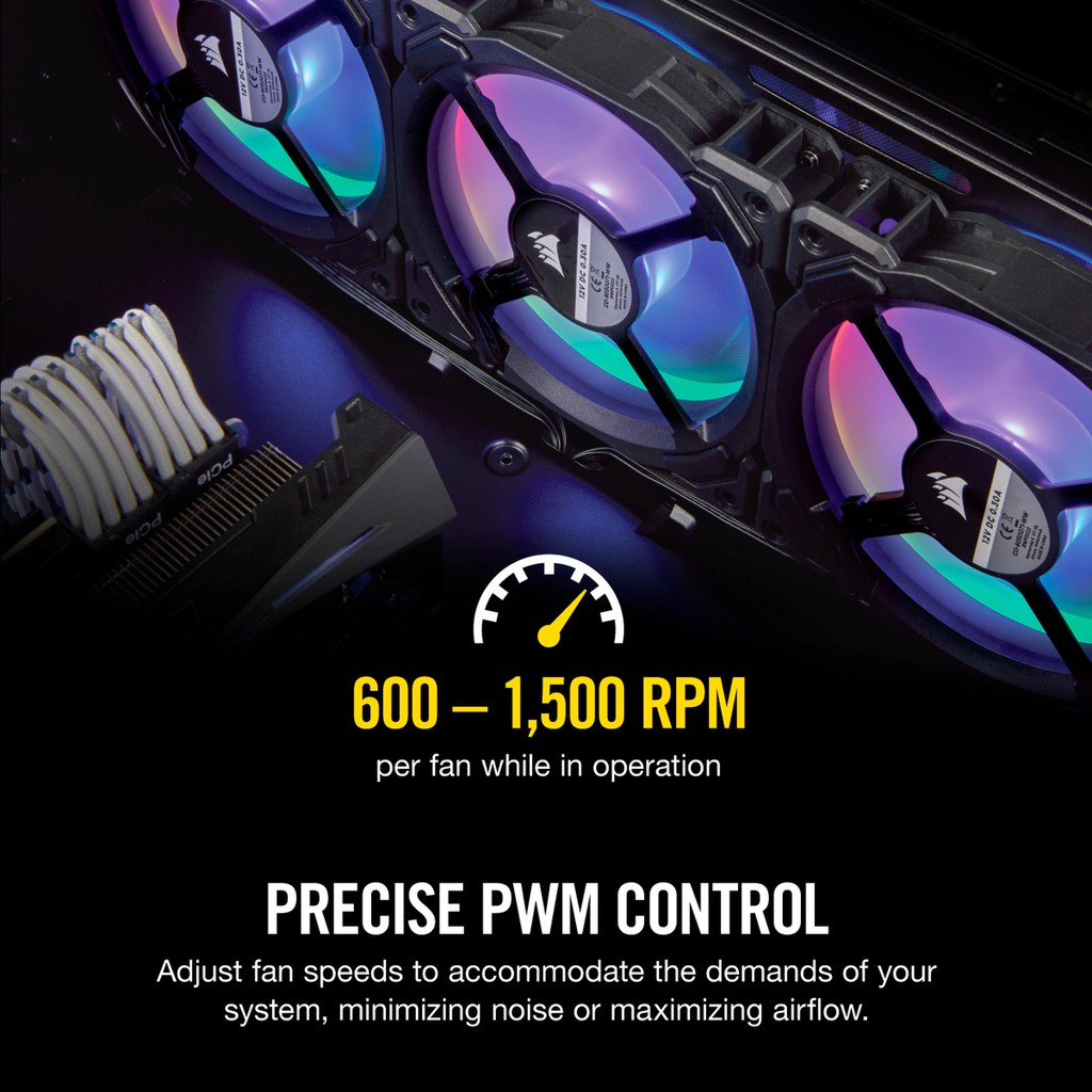 Bộ 3 quạt máy tính 120mm Corsair LL120 RGB kèm Node PRO CO-9050072-WW, BH 24T chính hãng SPC