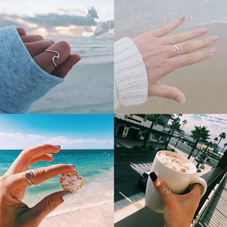 Nhẫn mạ bạc kiểu lượn sóng đơn giản