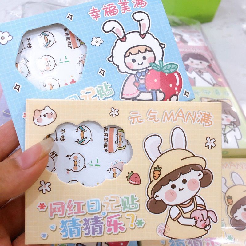 hộp 12 bộ hình dán sticker hình thú . thỏ và nhân vật hoạt hình đáng yêu cho bé