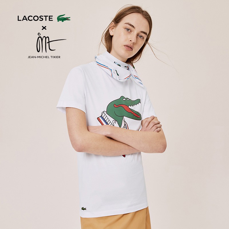 BRANDED Áo Thun In Chữ Lacoste Thời Trang Cho Nam Nữ X Jean-Michel Tixier Co-Breded Phong Cách Cá Tính Th0413N