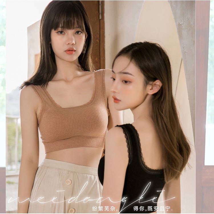 Áo lót bra Cotton len tăm chất đẹp 💖Xuu Design💖Áo ngực viền ren nâng ngực gợi cảm BR01