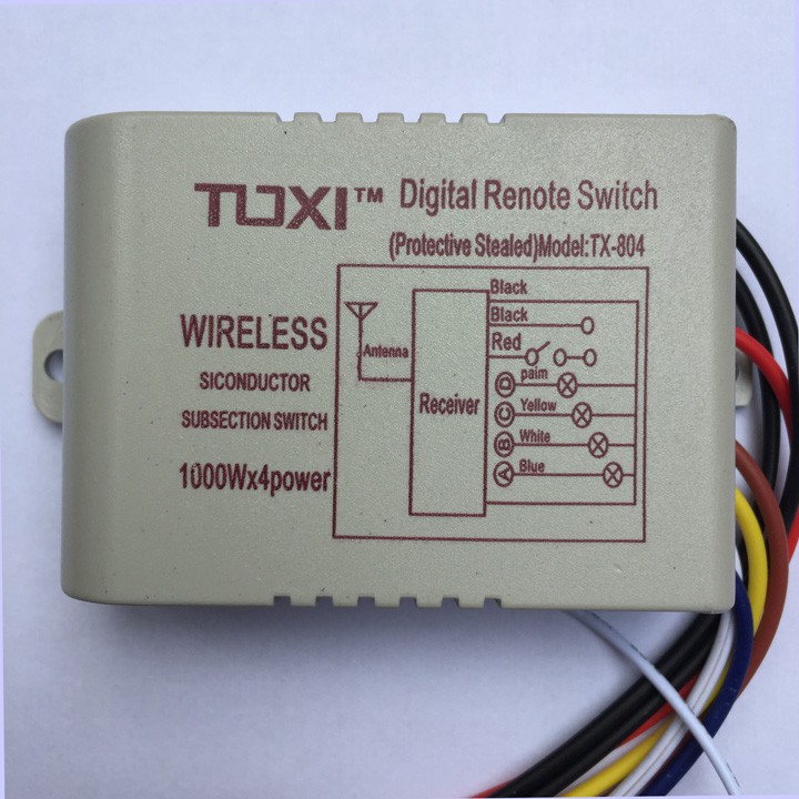 Công tắc điều khiển từ xa RF kèm remote sóng RF 315mhz 1 2 3 4 kênh xuyên tường TuoXim tặng kèm cút nối