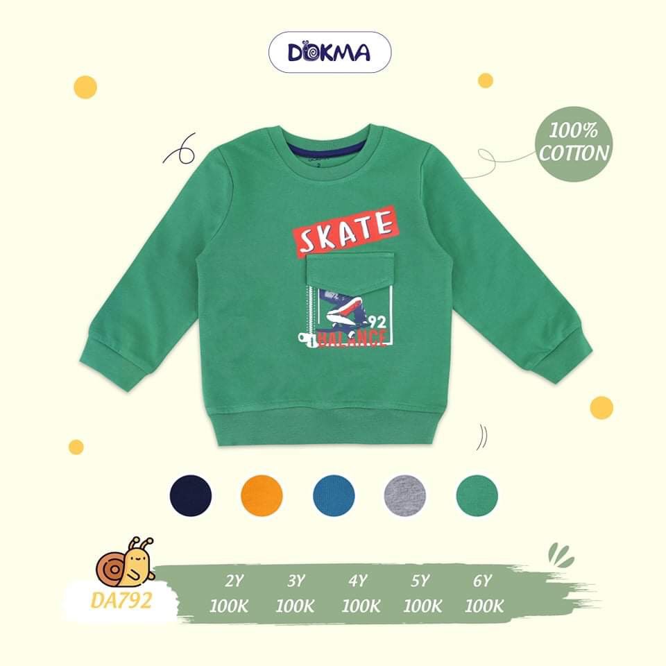 Áo thun dài tay thu đông vải cotton chất dày dặn cho bé trai Dokma sale size 2-6Y DA792 Lamiha