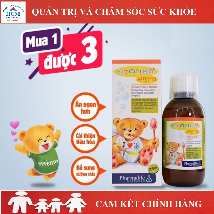 Siro ăn ngon tăng sức đề kháng chiều cao fitobimbi APPETITO BIMBI 200ml nhập khẩu Italia DLP01