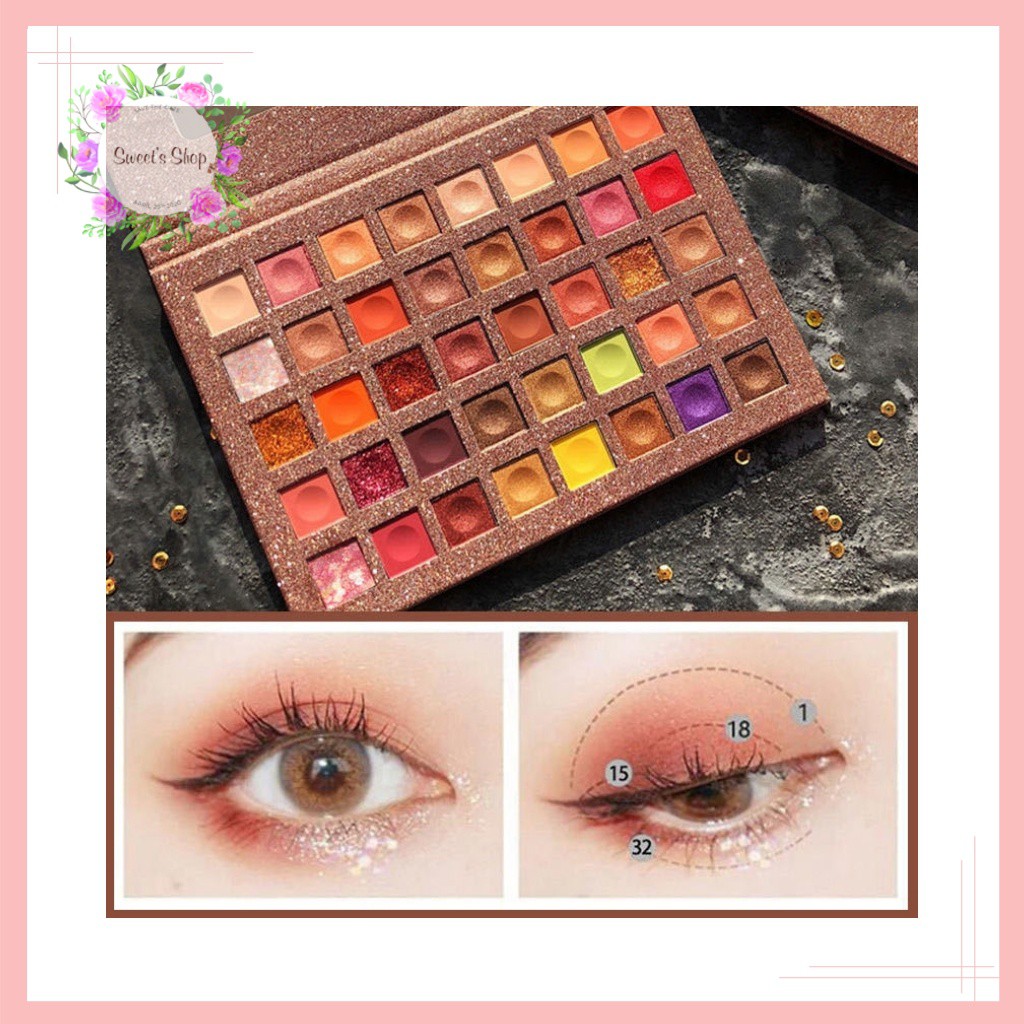 Bảng phấn mắt💖FREESHIP💖Bảng Phấn mắt Ruhuatuo Eye Shawdow Pans 40 Ô Màu Lì Nhũ