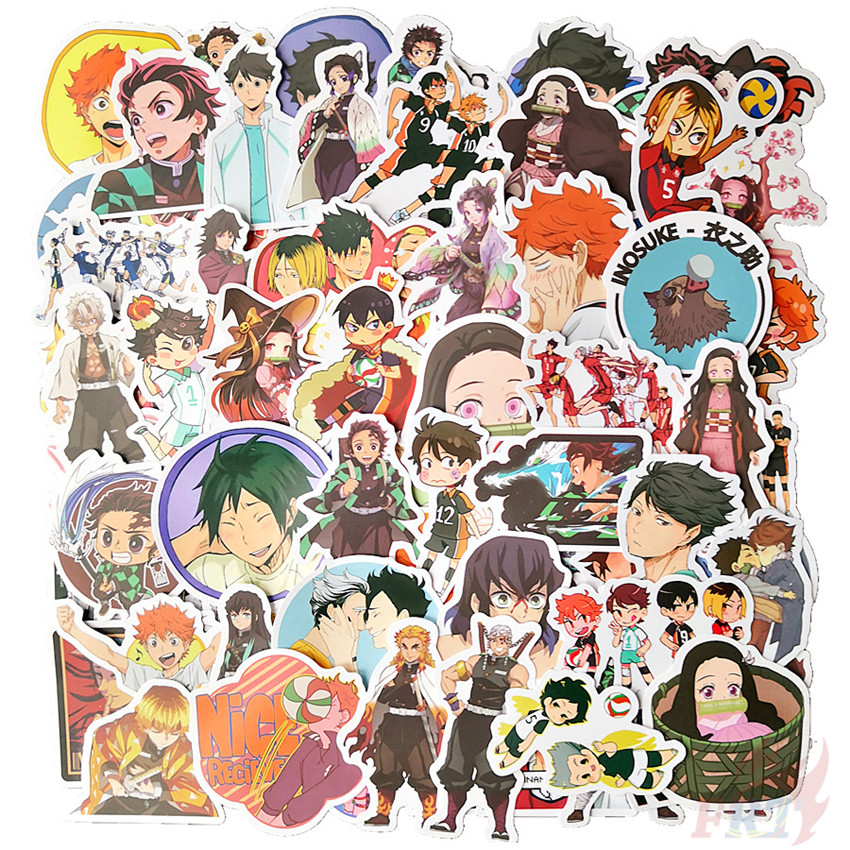 100Pcs/Set ❉ Haikyuu!! &amp; Demon Slayer - Hot POP Anime Mixed Stickers ❉ DIY Fashion Doodle Decals Stickers