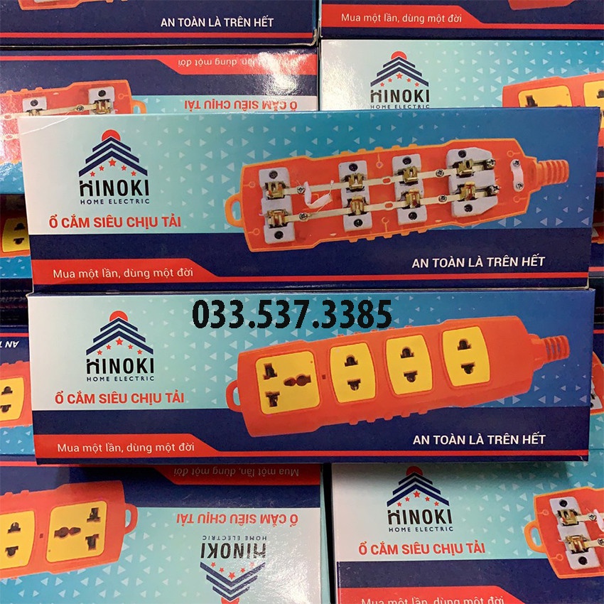 Ổ điện 4 lỗ, ổ cắm điện chịu tải HINOKI dòng không dây
