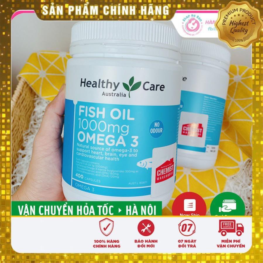 Dầu cá tự nhiên FISH OIL HEALTHY CARE Omega-3 1000mg 400 viên - Úc