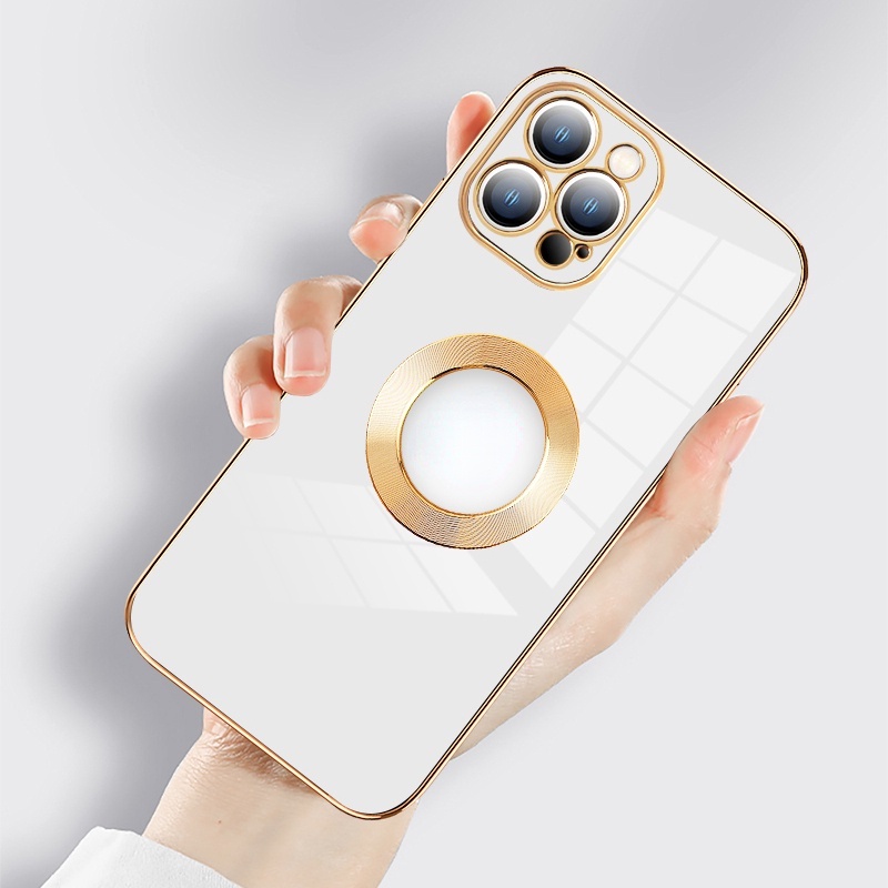 Ốp điện thoại silicon mềm trong suốt mạ vàng sang trọng thích hợp cho iPhone 12 13 Pro MAX 7+ 8 PLUS X XS MAX XR SE 2020
