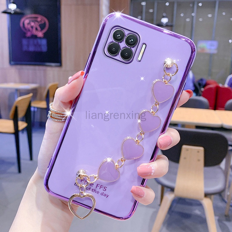 Ốp lưng oppo a93 4g reno4 F reno 4F Ốp Điện Thoại Silicon Mềm Có Dây Đeo Tay Hình Trái Tim Cho oppo a93 4g reno4 F reno 4F