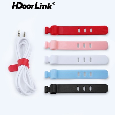 Bộ 5 Dây Silicon Buộc Cáp / Tai Nghe Hdoorlink Có Lỗ Luồn Dây Nhanh Chóng Gọn Gàng Có Thể Tái Sử Dụng