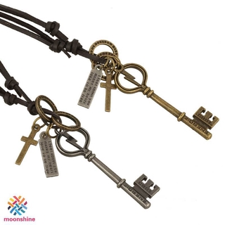 Dây Chuyền Da Mặt Hình Chìa Khóa Phong Cách Vintage Cho Nam Và Nữ