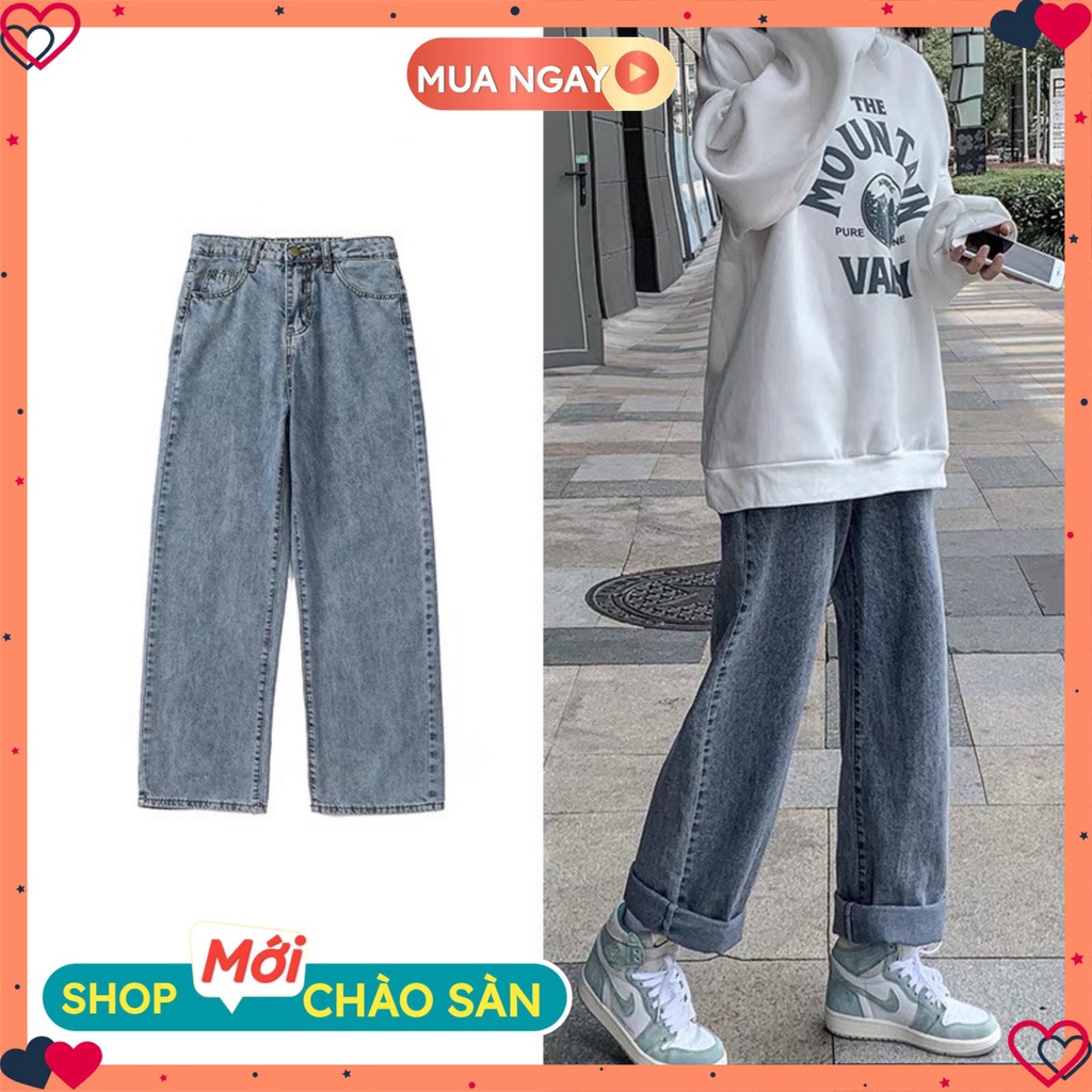 Quần jean ống rộng nữ cạp siêu cao QX77 Potapink, quần jean hot trend